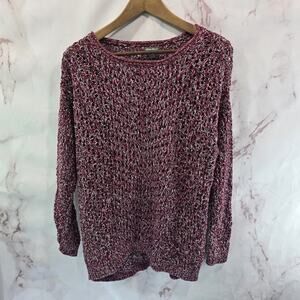 Eddie Bauer Sweater Womens Womens Red Marled Variegated Cotton Vintage